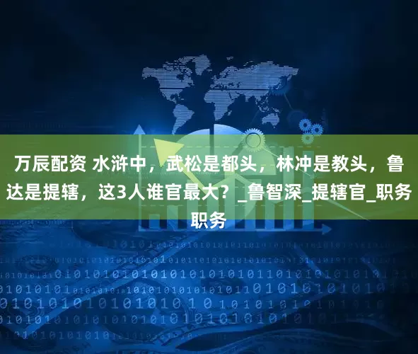 万辰配资 水浒中，武松是都头，林冲是教头，鲁达是提辖，这3人谁官最大？_鲁智深_提辖官_职务