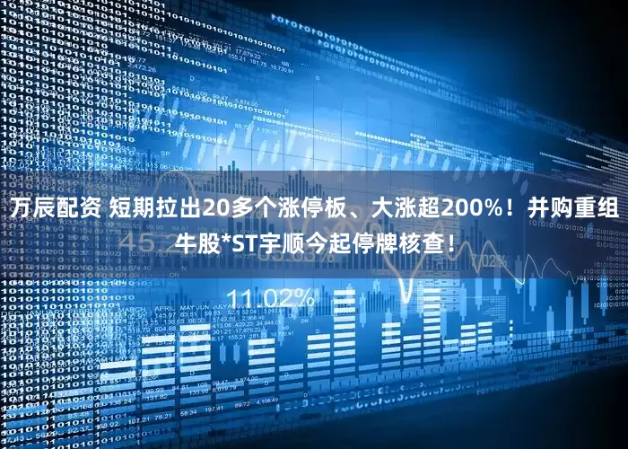 万辰配资 短期拉出20多个涨停板、大涨超200%！并购重组牛股*ST宇顺今起停牌核查！